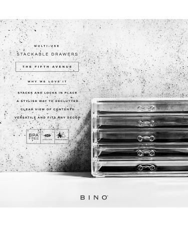 BINO Manhattan Acrylic Makeup Organizer - 5 Drawers | Clear Beauty Storage for Cosmetics, Jewelry & Vanity Accessories - Buy Online on SooperMarket.com
