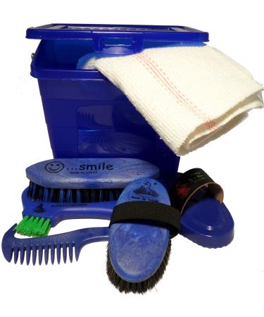 HAAS children's grooming box basic equipment for little riders 7-piece blue With grooming box blue