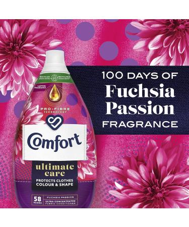 Comfort Ultimate Care Fuchsia Passion Fabric Conditioner 870ml - 58 Washes | 100% Recycled Plastic | Complete Clothes Protection - Buy Online on SooperMarket.com