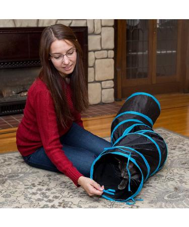 PetLike S-Way Cat Tunnel: Collapsible Interactive Hideaway Toy with Ball - Black - Buy Online on SooperMarket.com