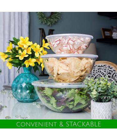 PLASTICPRO 96 OUNCE Disposable Round Serving Bowls with Lids - Clear Chip, Snack, Candy, Salad Bowl - Party Essentials - Buy Online on SooperMarket.com