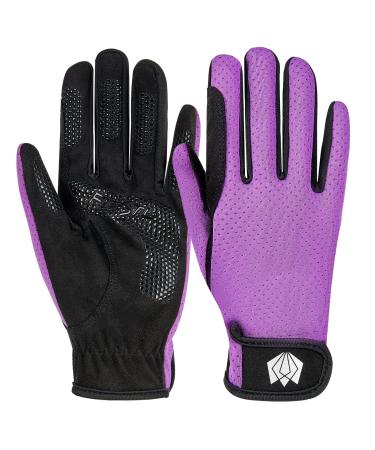 Fitst4 Sports women riding gloves unisex adult ladies riding silicone grip riding gloves bicycle gloves for equestrian sports sports m violet