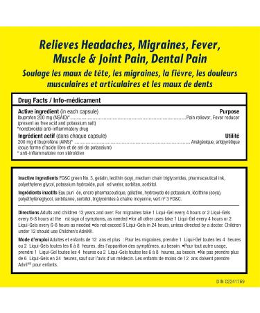Advil Regular Strength Ibuprofen Pain Relief Liquid-Gels Fast Acting Pain Relief for Migraine Back Neck Joint and Muscle Relief 200mg (72 Count) - Buy Online on SooperMarket.com