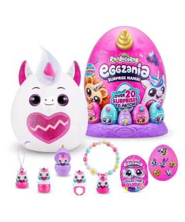 Rainbocorns Eggzania Surprise Mania Mystic Elle the Unicorn - Collectible Plush - Over 20 Surprises Inside 28 cm Cuddle Plush Stuffed Animal Wearable Accessories (Unicorn) Unicorn (Mystic Elle)