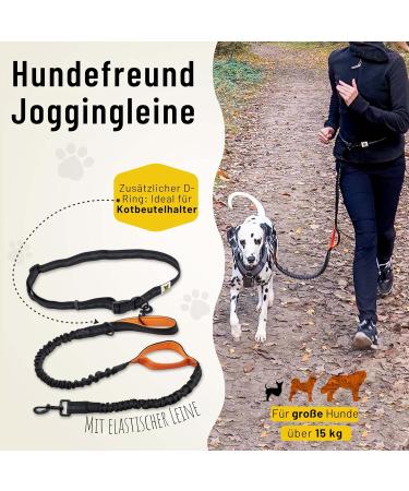Premium Elastic-Free Jogging Leash for Large Dogs | 120-170 cm Adjustable | Orange | Comfortable Belly Belt & Removable Soft Loops - Buy Online on SooperMarket.com