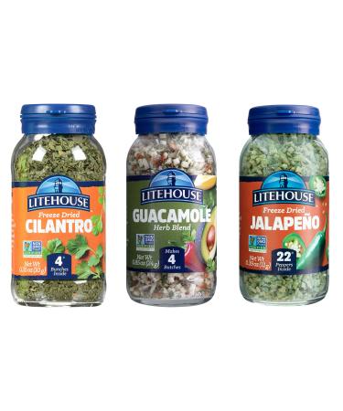 Litehouse Freeze-Dried Herbs Flavors of Easy Guacamole, (Guacamole, Jalapeno, Cilantro), 3-Pack