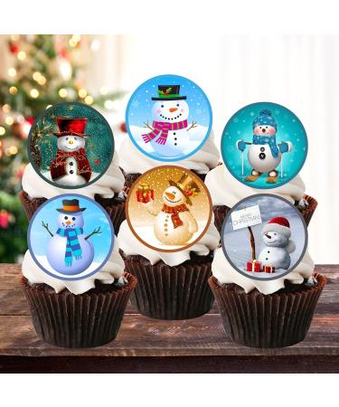 PRECUT Christmas Snowman Cupcake Toppers Mix Christmas Edible Cake Decorations Snowman Cake Toppers Xmas Cupcake Decoration Cute Snowman Cup Cake Topper (12) - Buy Online on SooperMarket.com