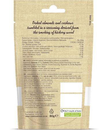 Cambrook Hickory Smoke Seasoned Almonds & Cashews 80g Bag - Premium Quality, Gluten-Free, Vegan Nuts - Buy Online on SooperMarket.com