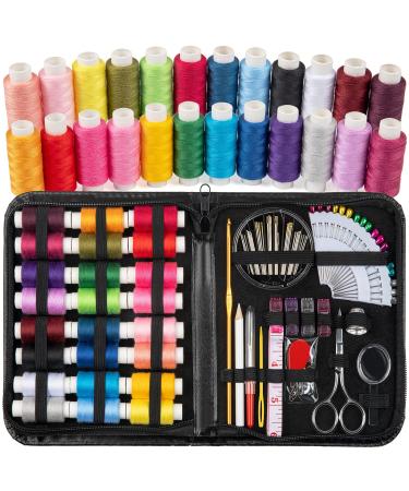 Sewing Kit for Adults and Kids 24 Color Threads Beginners Sewing Supplies Filled Sewing Needle and Thread Kit Scissors Thimble and Clips Etc for Travel Family Everyday or Emergency and DIY Sewing Kits M Sewing Kit