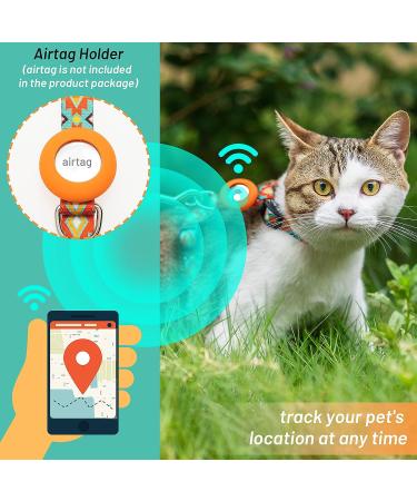Cat Harness and Leash Escape Proof for Walking Travel Outdoor - Soft Nylon Adjustable Cute Cat Harness Leash Set with Airtag Holder for Small Large Cats Neck:7.6"-12" chest:10.6"-18" Orange - Buy Online on SooperMarket.com