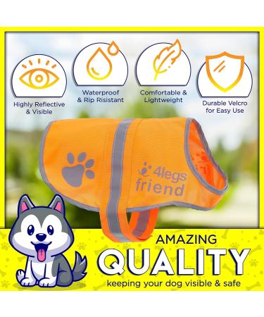 4LegsFriend Reflective Dog Safety Vest - XS | High Visibility for Day and Night Outdoor Activities | Protect Your Dog from Cars & Hunting Accidents | Blaze Orange - Buy Online on SooperMarket.com