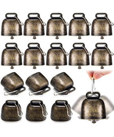 Zhengmy 16 Pcs Cow Bells Bass Bells with Spring Hooks Cow Horse Sheep Grazing Copper Bells Cattle Goat Farm Loud Bronze Bell Iron Bells Noisemaker Call Bells for Craft Decor Hanging