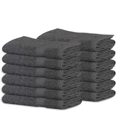 Gold Textiles 100% Cotton Washcloth 12-Pack | Grey | 13x13 Inches | Ultra Soft & Absorbent - Hotel & Spa Collection - Buy Online on SooperMarket.com