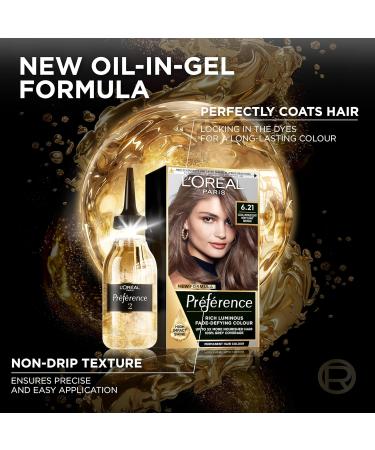 L'Oreal Paris Preference Hair Dye Long Lasting Luminous Permanent Hair Colour 6.21 Zurich (Packaging may vary) ZURICH 6.21 - Buy Online on SooperMarket.com