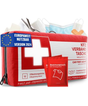 Motor pocket according to the current standard 2024 including ventilation towels - motor vehicle association boxes in Europe - first aid set of association box DIN 13164: 2022 (StVO compliant)