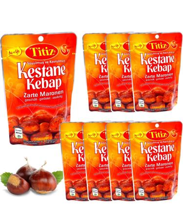 Pergamo Set Titiz peeled chestnuts 8x125 gr. Roasted sweet chestnuts Ready to eat Chestnuts Tender chestnuts (8x125g value pack)