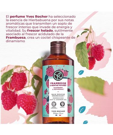 Yves Rocher Raspberry & Peppermint Energizing Bath & Shower Gel 400ml - Refreshing Body Cleanser for All Skin Types - Buy Online on SooperMarket.com