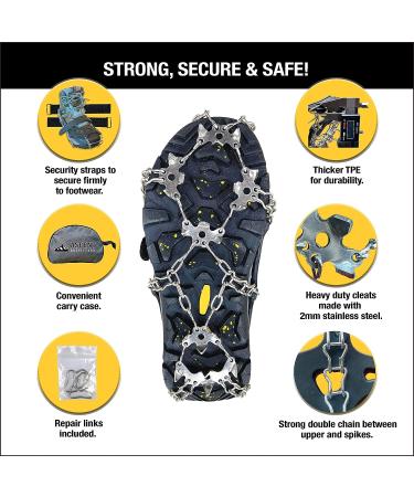 Medium Micro Spikes Crampons Traction Cleats for Boots and Shoes - Prevent Slips and Falls on Ice and Snow | Ideal for Walking, Hiking, and Fishing - Buy Online on SooperMarket.com