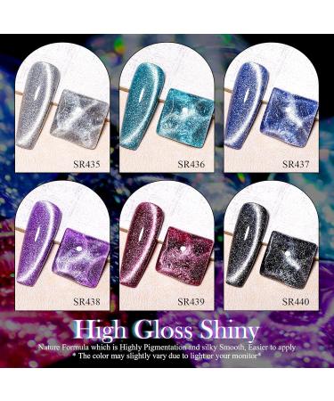 MEET ACROSS Reflective Glitter Cat Eye Gel Nail Polish Set - Magnetic UV Gel for Nail Art Salon & DIY - Buy Online on SooperMarket.com