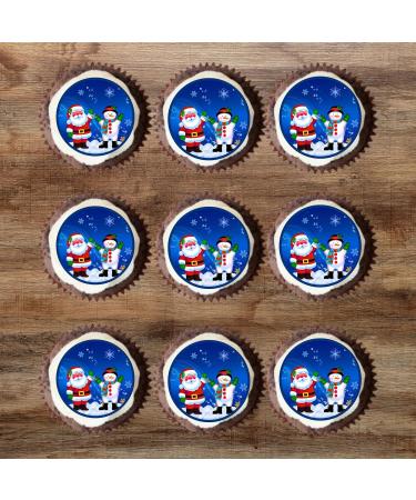 PRECUT Christmas Santa Snowman Cupcake Toppers Christmas Edible Cake Decorations Snowman Cake Toppers Xmas Cupcake Decoration Santa Cup Cake Topper (12) - Buy Online on SooperMarket.com