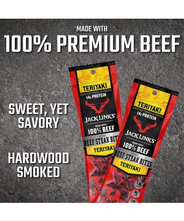 Jack Link's Teriyaki Beef Steak Jerky Bites: On-the-Go Poppable Meat Snack, 14g Protein, 110 Calories, Made with Premium Beef - 12oz Bags (Pack of 8), 1.5oz (Pack of 8) - Buy Online on SooperMarket.com