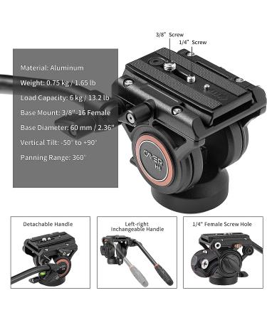Cayer CF34 Carbon Fiber 71 Video Monopod Kit with Fluid Head and Folding Base - DSLR & Camcorder Telescopic Monopod Set - Buy Online on SooperMarket.com