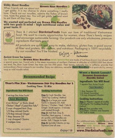 Star Anise Foods Gluten-Free Brown Rice Noodles with Green Tea - 24 Servings (8.6 oz) Pack of 6, Pho Vietnamese & Pad Thai Noodles - Buy Online on SooperMarket.com