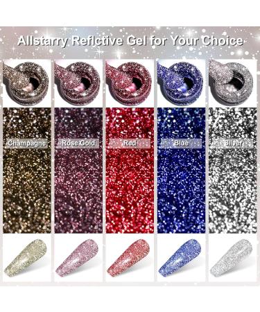 Allstarry Reflective Glitter Gel Nail Polish - 15ml Shimmer & Sparkle for Nail Art & Manicure - UV LED Soak Off - Silver for Parties & Weddings - Buy Online on SooperMarket.com