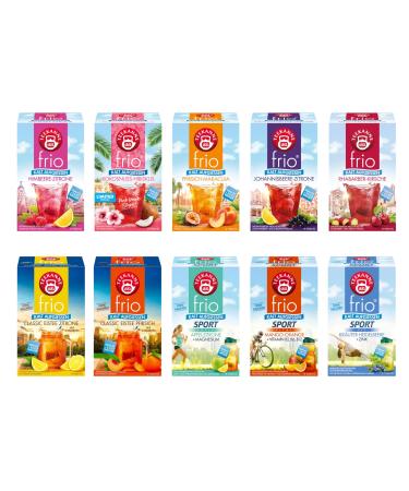 Teapot Frio Tea in 10 Series Pack varieties: raspberry lemon currant lemon peach-maracuja rhubarb cherry iced citric peach & more 18 bags each 2.5g