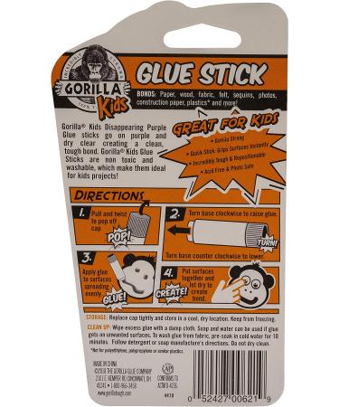 Gorilla Kids Disappearing Purple Glue Sticks 6g - Pack of 2 | Non-Toxic Adhesive for School & Crafts - Buy Online on SooperMarket.com