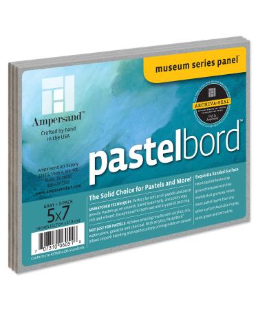 Ampersand Art Supply Pastel Painting Panel: Museum Series Pastelbord Grey-1/8 Inch Depth 5x7 3 Pack