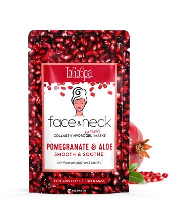 ToGoSpa FACE & NECK | Premium Clean Collagen Gel Mask with Hyaluronic Acid Aloe Vera Vitamins C & E (Pomegranate)