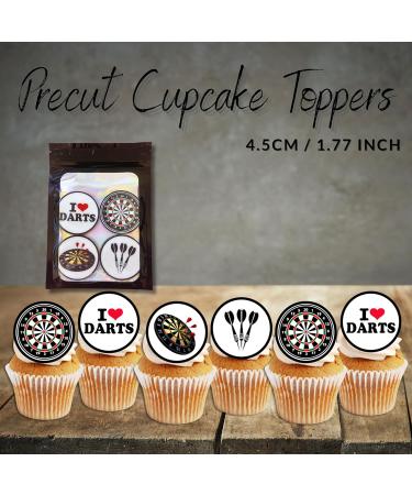 PRECUT Darts Cupcake Toppers Dart Theme Cake Decorations Edible Darts Birthday Decorations Dart Board Cake Topper Dartboard Cake Topper Darts Party Decorations (Pack of 12) - Buy Online on SooperMarket.com