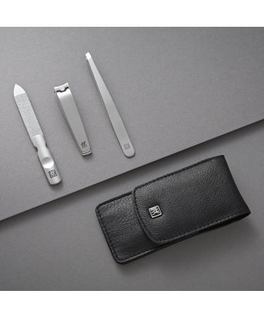 ZWILLING 3-Piece Manicure & Pedicure Set - Genuine Leather Nail Care Kit with Snap Fastener - Black Nail Clipper Included - International Shipping Available - Buy Online on SooperMarket.com