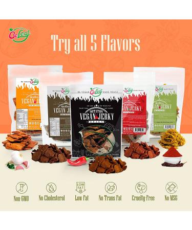 BE LEAF Spicy Vegan Jerky - Hot Plant-Based Meat Substitute, Low Carb & Dairy Free | Natural Ingredients, Non-GMO, 35oz Pack - Buy Online on SooperMarket.com