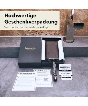 St rtebekker Premium Razor Hobel - Handmade Leather Etui | Vintage Wet Razor Set with 10 Blades & Mirror | Perfect Travel Shaving Gear - Buy Online on SooperMarket.com