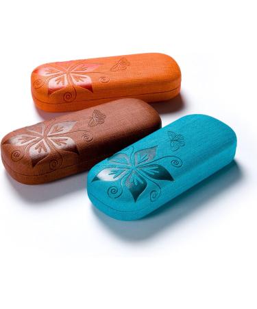 FEFI Hardcase Glasses Case - Nature Embossed Flower Design in Brown | Durable & Stylish Eyewear Protection - Buy Online on SooperMarket.com