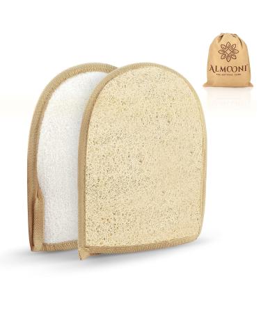 Premium Exfoliating Loofah Glove Pad Body Scrubber. Our Mitt Gloves are Made of Natural Egyptian Shower Loufa Sponge That Gets You Clean, Not Just Spreading Soap (2 Pack)