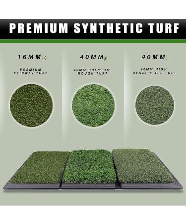CHAMPKEY Professional Tri-Turf Golf Hitting Mat | Heavy Duty Rubber Backing | Indoor & Outdoor Practice Mat 16x24 PRO Version - Buy Online on SooperMarket.com