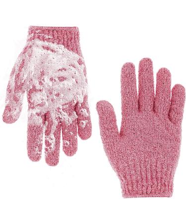 Sibba Exfoliating Gloves for Shower - Natural Loofah Bathing Gloves for Body and Face - Dead Skin Remover - Double Sided Microfibre - Adults and Kids (Red) - Buy Online on SooperMarket.com