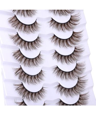 ALPHONSE Brown Strip Dark Brown False Lashes 7 Pack - Short Wispy Natural Look D Curl Extensions - Buy Online on SooperMarket.com