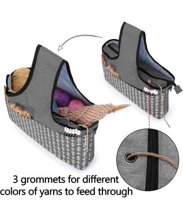 YARWO Yarn Storage Tote Wrist Bag for Yarn Skeins & Knitting Supplies - Gray with Arrow Design | Bag Only - Buy Online on SooperMarket.com