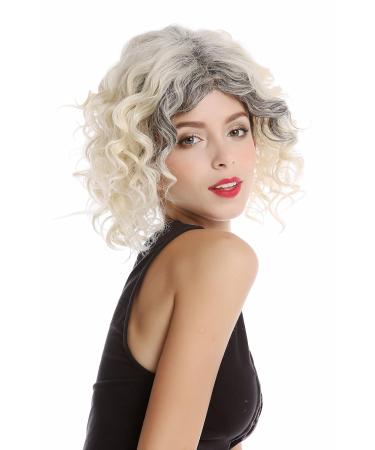 Wig Me Up GF-W2129-2T613+613 Platinum Blonde Women's Wig - Curly Shoulder Length with Dark Roots Growth Tips - Buy Online on SooperMarket.com