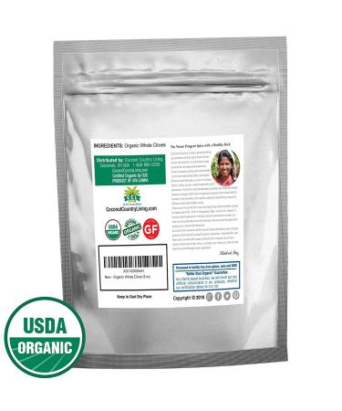 Organic Cloves Whole 8 oz Fair Trade in Mylar Bag with E-Book - Secrets of Cloves and Gourmet Recipes Included - Buy Online on SooperMarket.com