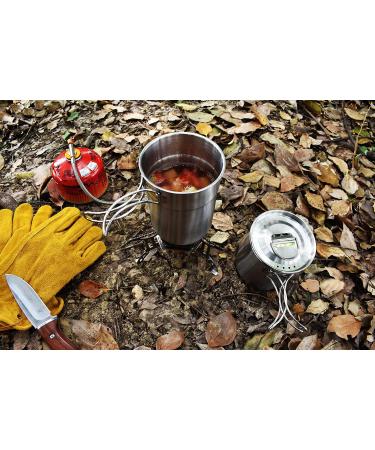 DZRZVD Camping Cups and Mugs Pot Set - 304 Food Grade Stainless Steel - Outdoor Cookware with Vented Lid - 33oz + 24oz - for Backpacking, Picnic, Hiking - Buy Online on SooperMarket.com