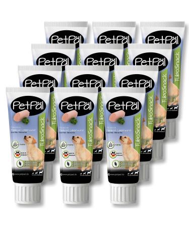 Petp l dogs liver sausage tubosnack - without grain salt sugar - Premium treat from the tube - tasty delicious healthy natural - ideal also for puppies - 12x 75g dogs snack made in germany liver sausage 75 g (12 pack)