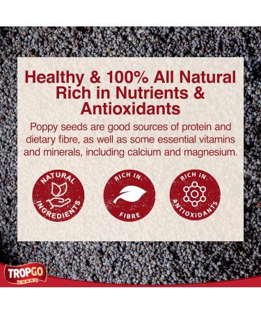 Tropgo Poppy Seeds 200g - Gluten Free Poppy Seeds in Resealable and Recyclable Tub - Non-GMO Poppy Seeds for Eating - Enhance Baking and Cooking - Buy Online on SooperMarket.com