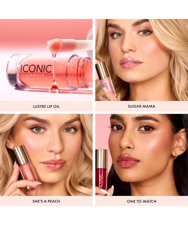 ICONIC LONDON Lustre Lip Oil - Non-Sticky Moisturizing High Shine Vegan Lip Oil with Vitamin C & Hyaluronic Acid - Sugar Mama (Pink) | Cruelty Free eCommerce - Buy Online on SooperMarket.com