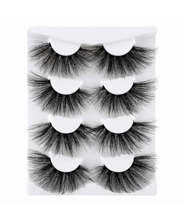 25MM Faux Mink False Eyelashes - Dramatic, Thick, & Fluffy - 4 Pairs of Multi-Volume Wispies - Buy Online on SooperMarket.com