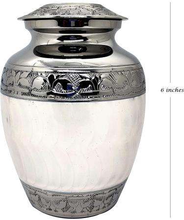 Akanksha Arts Small 6 x 4 inch Brass Cremation Urn Memorial Container - 650 ml White. Rare Handicraft with bag - Buy Online on SooperMarket.com